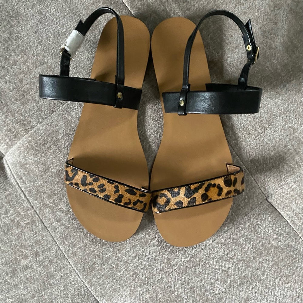JCrew new animal print sandals, size 71/2.